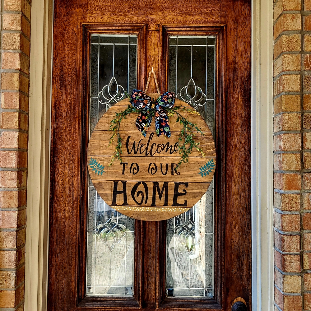 Welcome to Our Home Wooden Door Sign